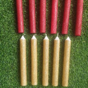 Candles gold & red glittered